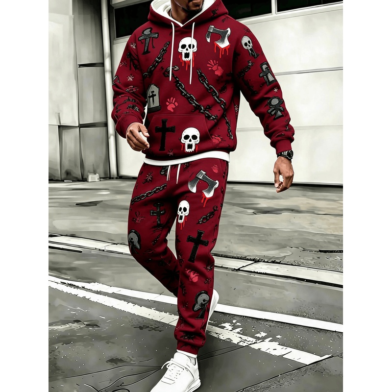 Wine & Beer Guayaquil - Hoodie dengan Motif Rantai, Tengkorak, dan